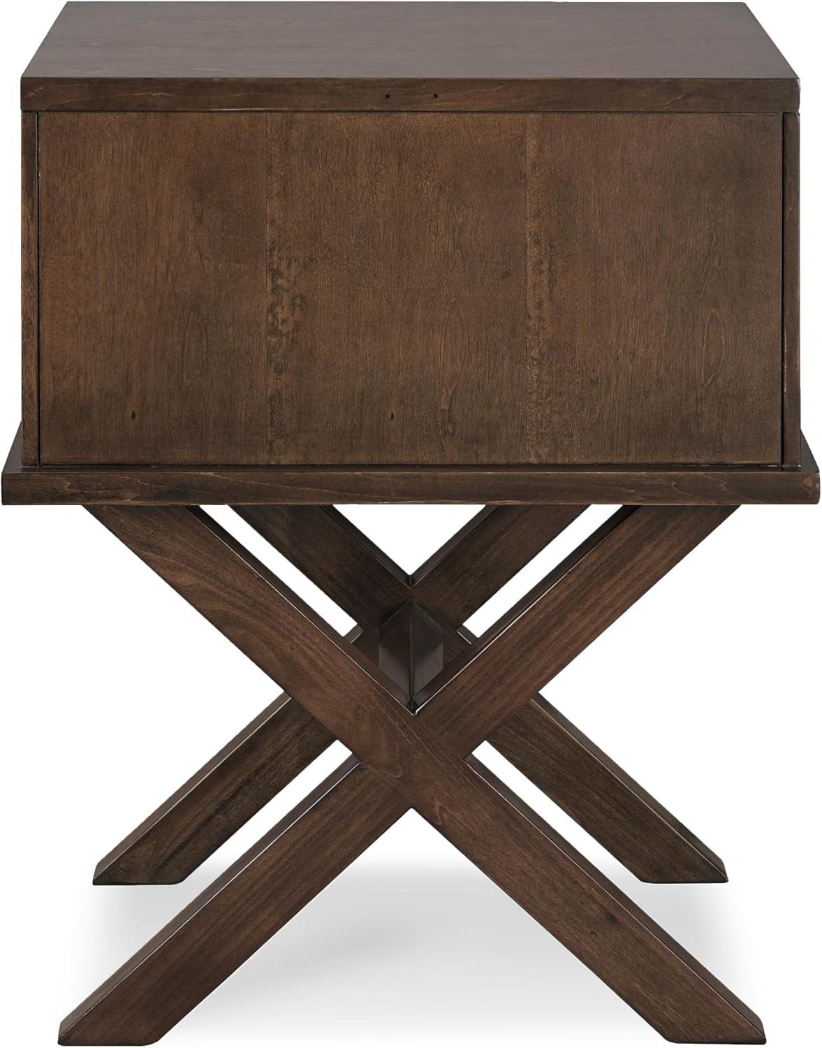 imageLeick Home 11222 Ironcraft Solid Wood Nightstand with Drawer and Shelf Mission Oak Brown and Black Metal Perfect for Bedrooms Living Rooms and Small SpacesWalnut