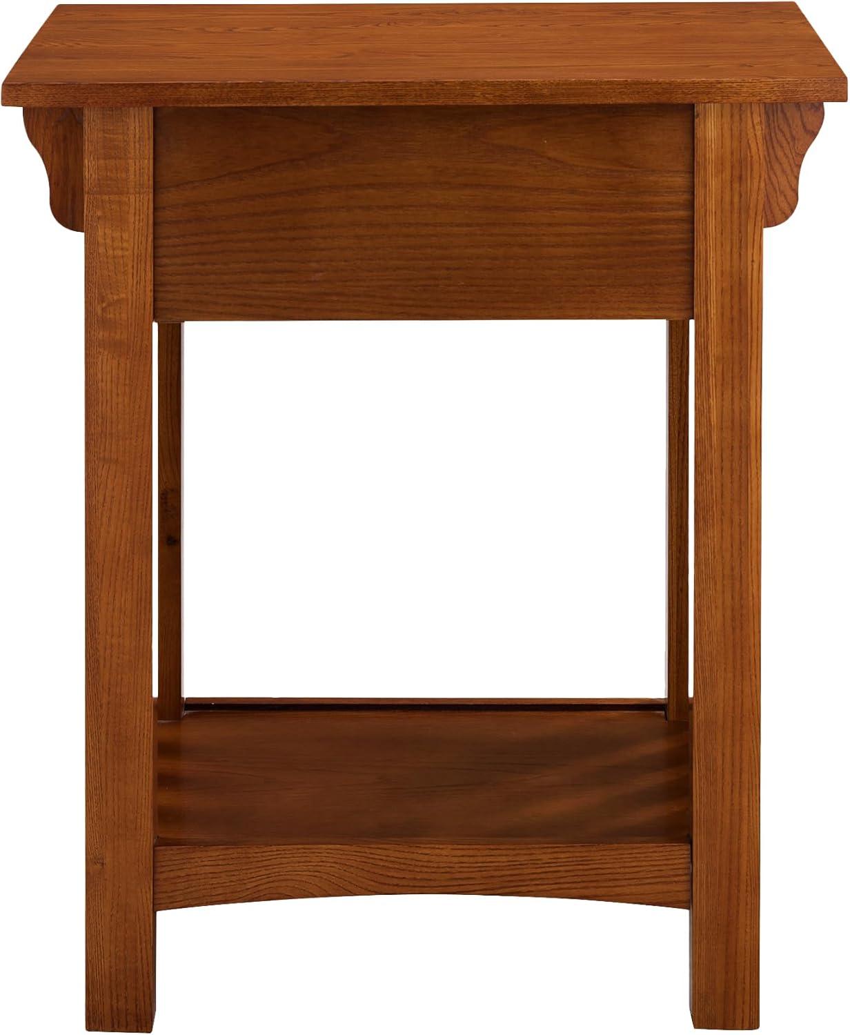 imageLeick Home 11222 Ironcraft Solid Wood Nightstand with Drawer and Shelf Mission Oak Brown and Black Metal Perfect for Bedrooms Living Rooms and Small SpacesMedium Oak Blackened