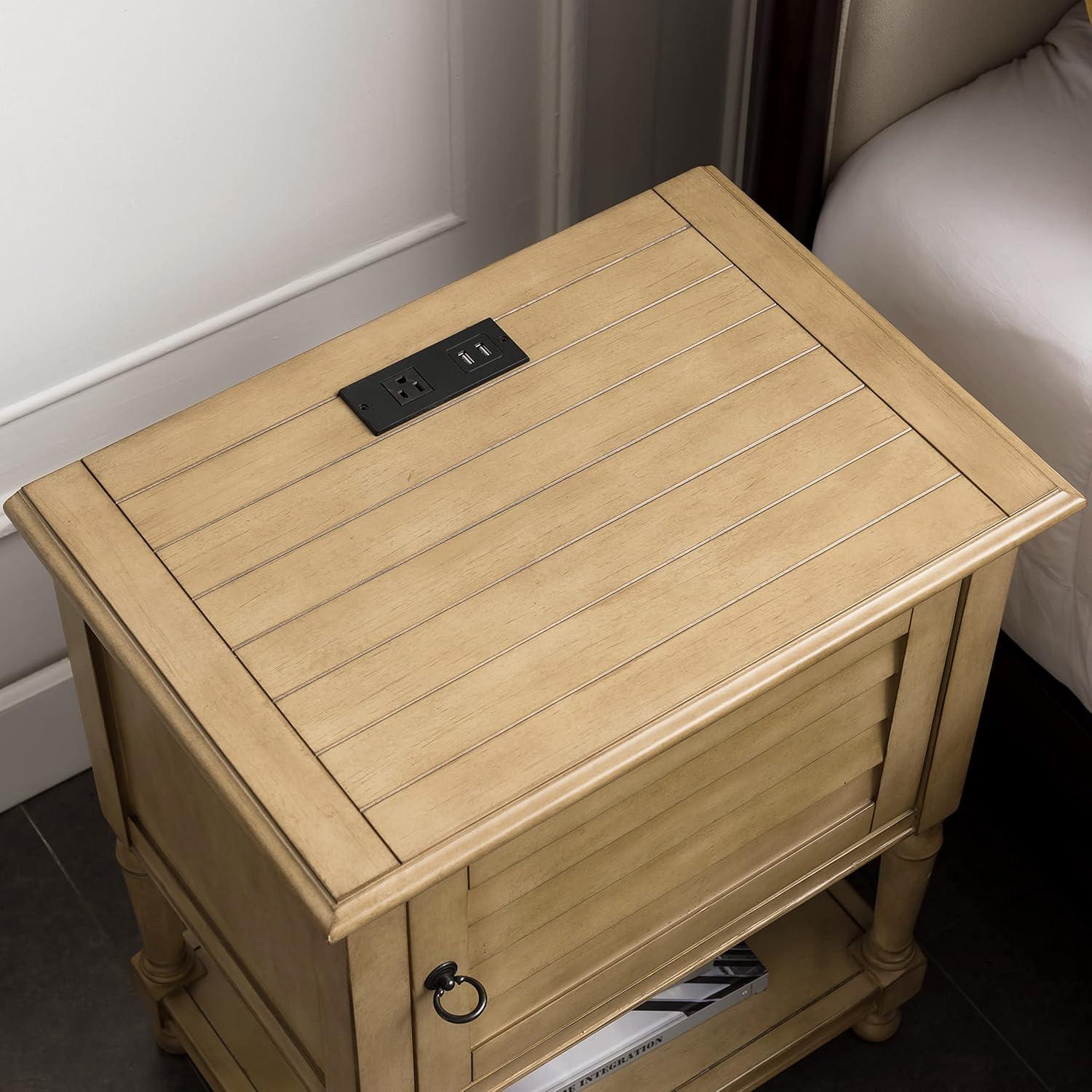 imageLeick Home 11222 Ironcraft Solid Wood Nightstand with Drawer and Shelf Mission Oak Brown and Black Metal Perfect for Bedrooms Living Rooms and Small SpacesDesert Sand