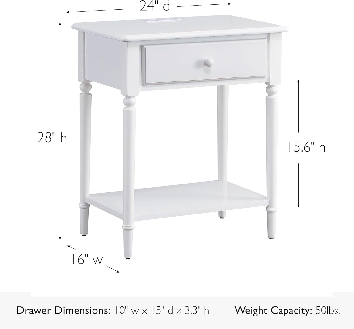 imageLeick Home 11222 Ironcraft Solid Wood Nightstand with Drawer and Shelf Mission Oak Brown and Black Metal Perfect for Bedrooms Living Rooms and Small SpacesOrchid White