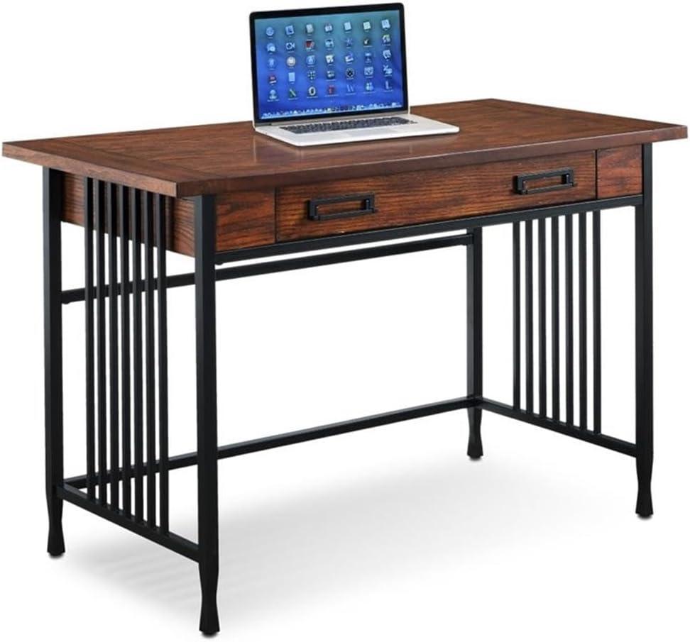 imageLeick Home 11230 Ironcraft Corner WritingComputer Rustic Desk with Drawer and Shelf Mission Oak and Black22x 46x 30