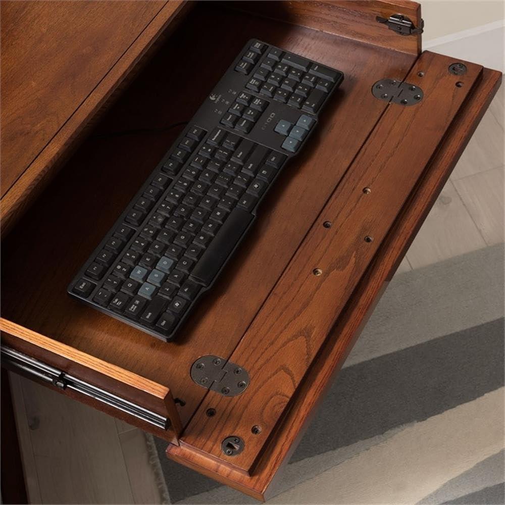 imageLeick Home 11230 Ironcraft Corner WritingComputer Rustic Desk with Drawer and Shelf Mission Oak and BlackFURNITURE