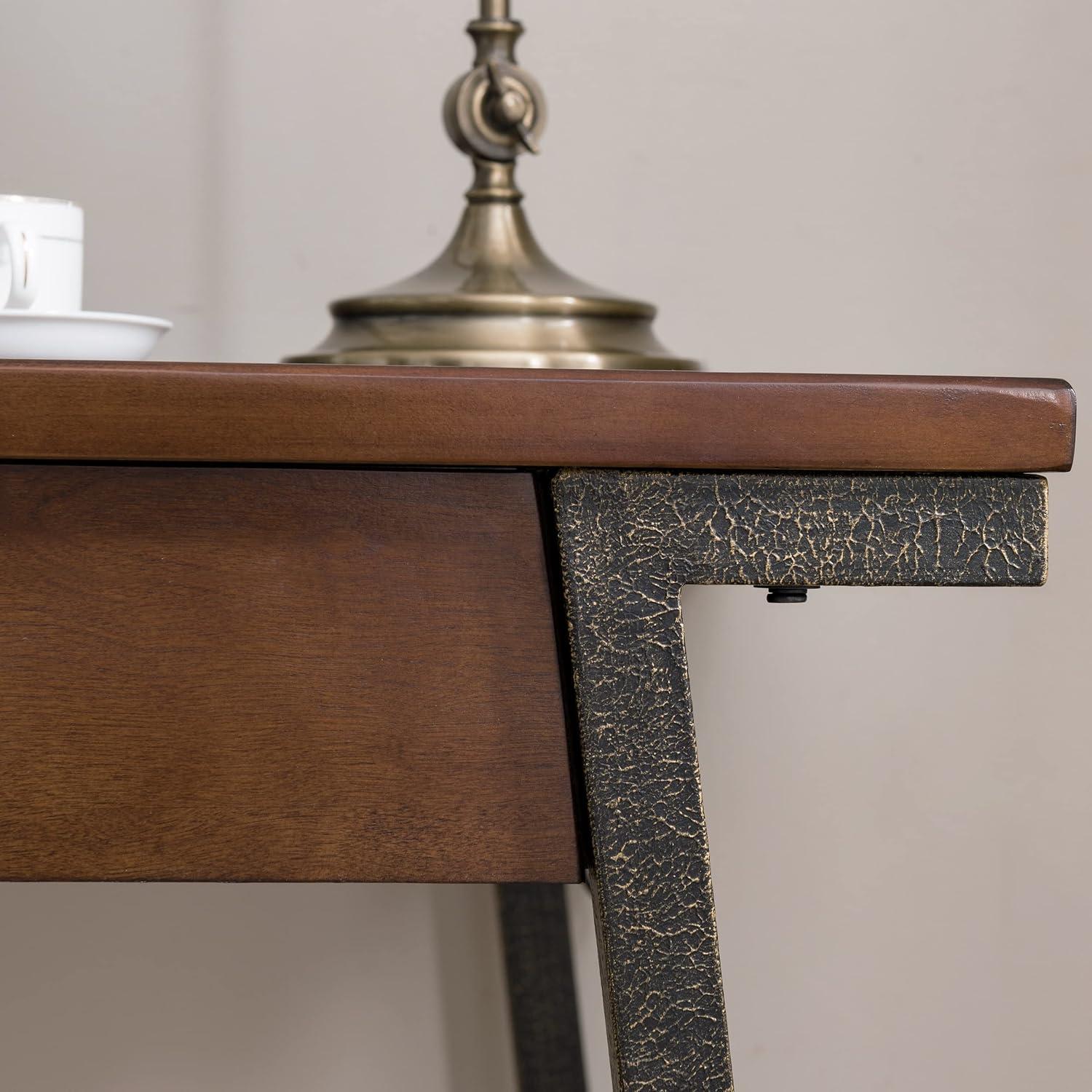 imageLeick Home 11400 Empiria Metal and Wood Laptop Computer Desk with Drop Front Keyboard Drawer Walnut and Foundry BronzeWalnut and Foundry Bronze