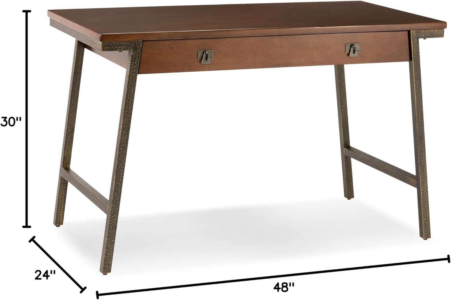 imageLeick Home 11400 Empiria Metal and Wood Laptop Computer Desk with Drop Front Keyboard Drawer Walnut and Foundry BronzeWalnut and Foundry Bronze