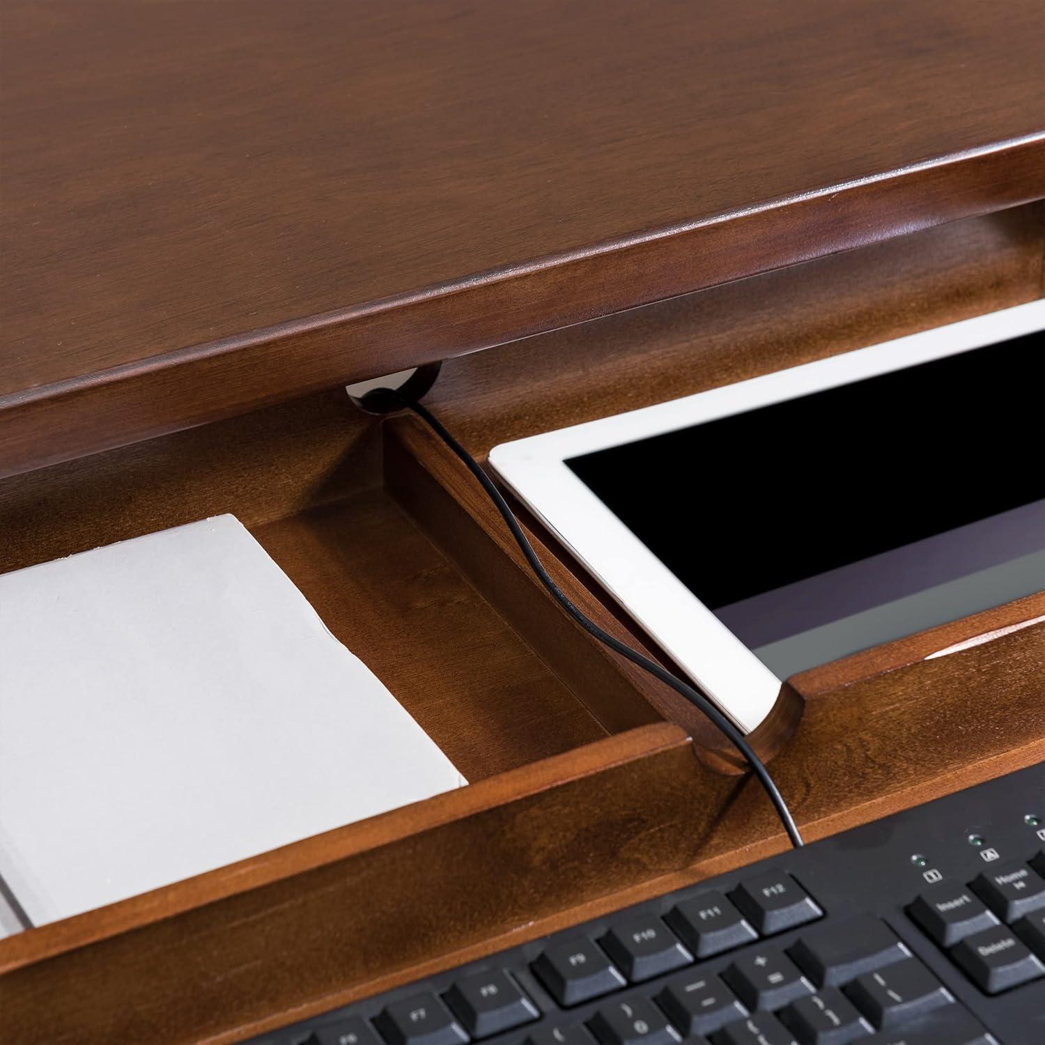 imageLeick Home 11400 Empiria Metal and Wood Laptop Computer Desk with Drop Front Keyboard Drawer Walnut and Foundry BronzeWalnut and Foundry Bronze