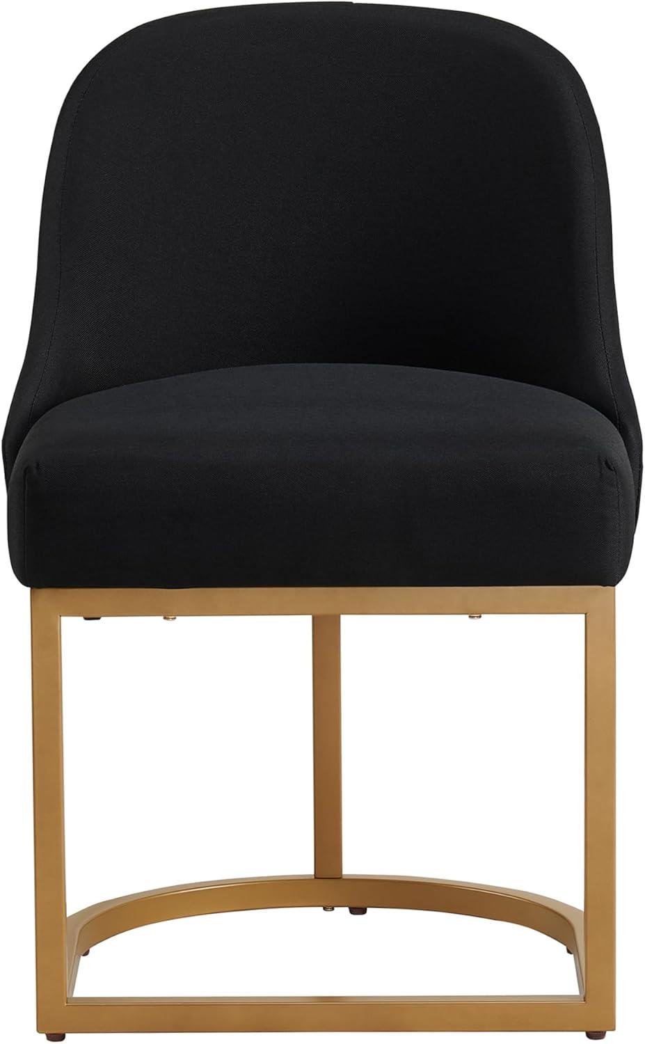 imageLeick Home 214536 Barrelback Dining Chair with Metal Base Set of 2 for Dining Room Modern Black Linen Seat and Gold Metal Base