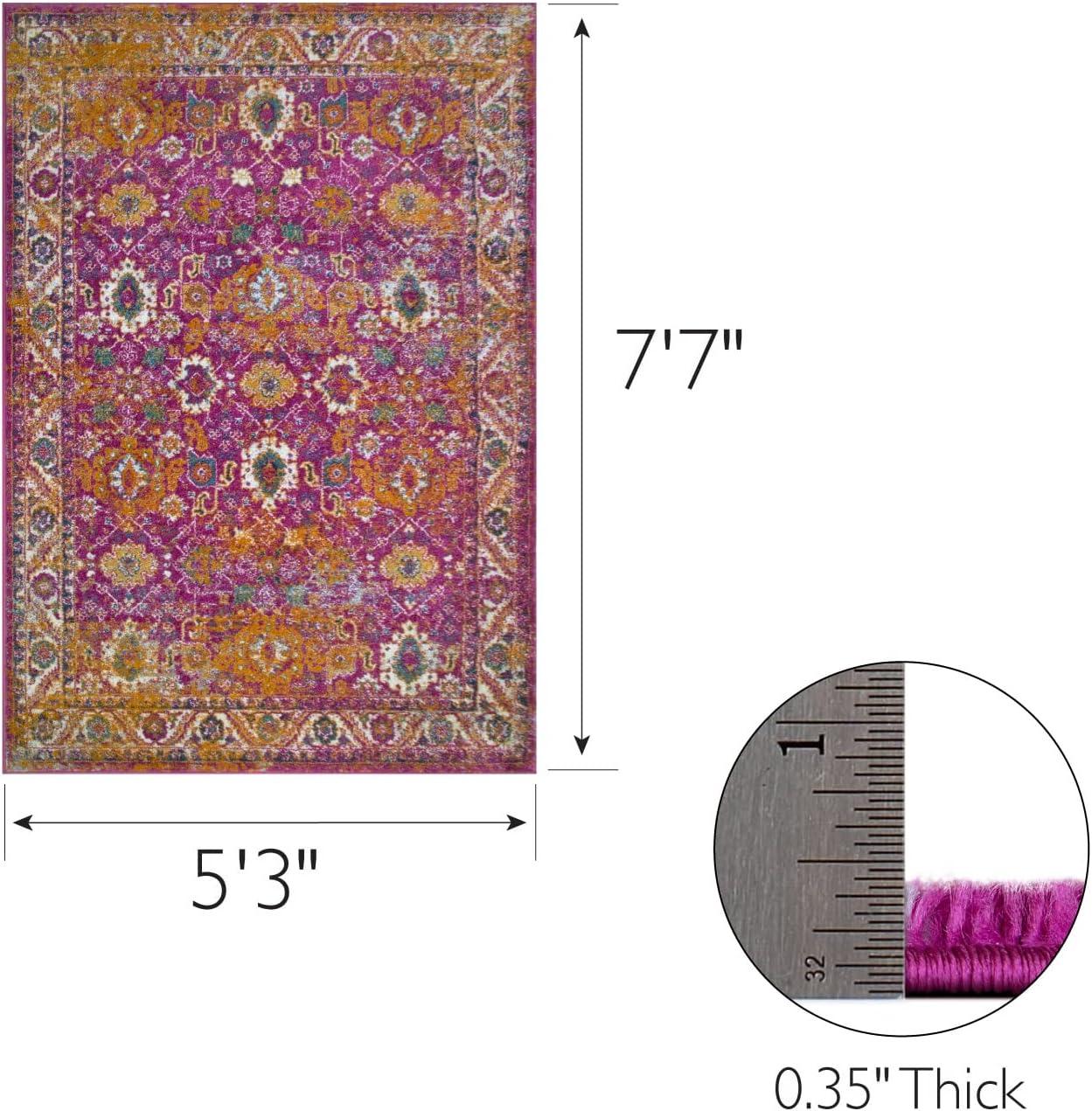 imageLeick Home 594234 Laraline Vintage Turkish Medallion Collage Faded Fuchsia Living Room Bedroom Area Rug Rectangle 53 x 77