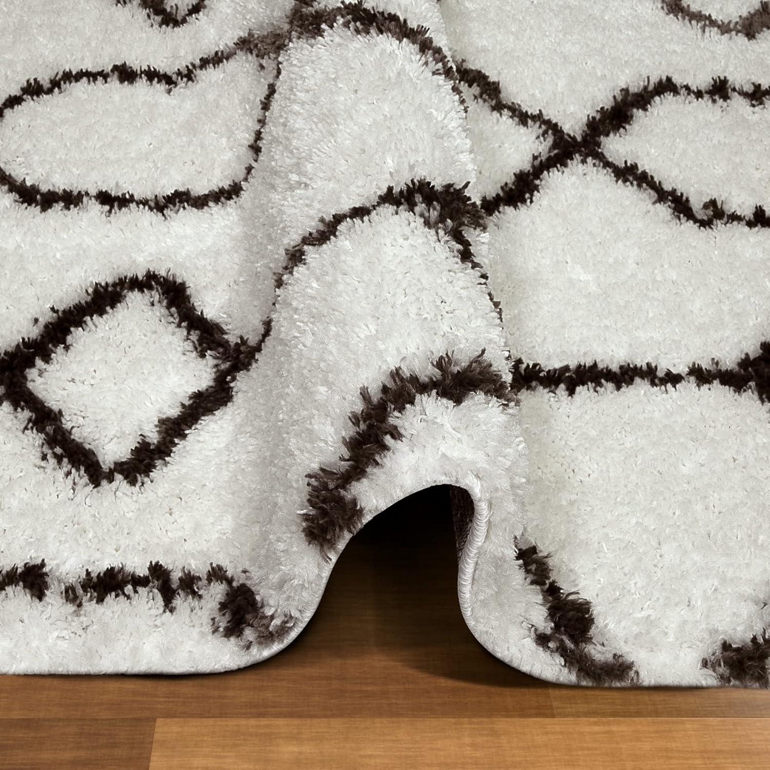 imageLeick Home 594465 Rixelle Soft Shag Geo Modern Rug IvoryCharcoal Living Room Bedroom Area Rug Rectangle 39 x 59710 x 10 Rectangular