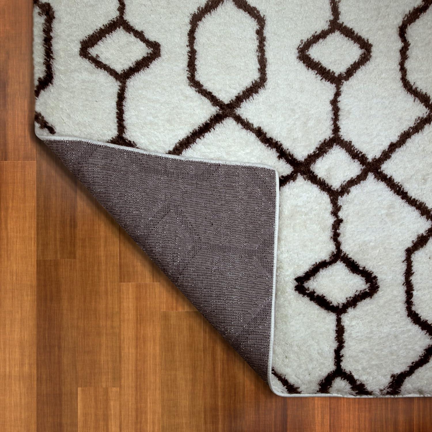 imageLeick Home 594465 Rixelle Soft Shag Geo Modern Rug IvoryCharcoal Living Room Bedroom Area Rug Rectangle 39 x 59710 x 10 Rectangular