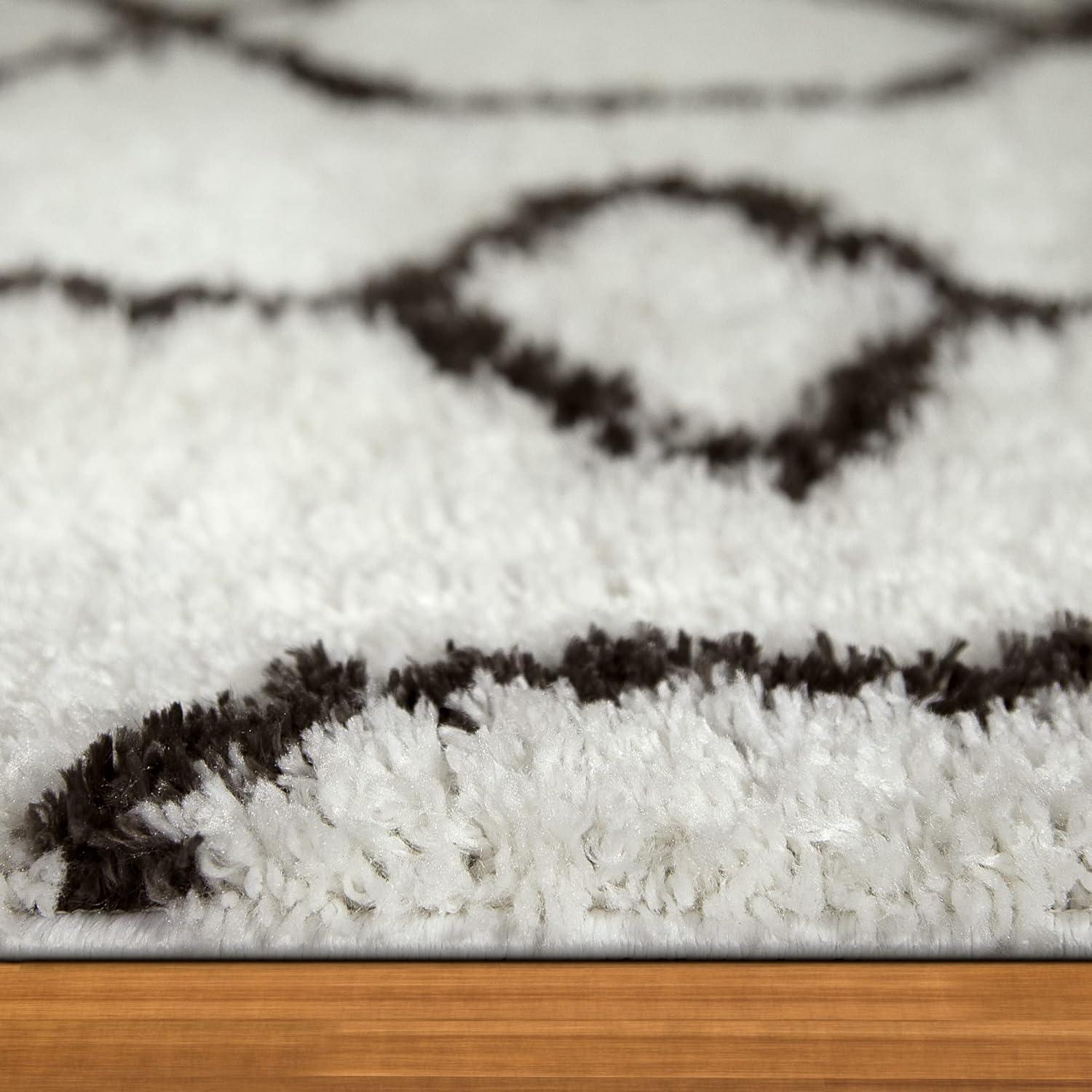 imageLeick Home 594465 Rixelle Soft Shag Geo Modern Rug IvoryCharcoal Living Room Bedroom Area Rug Rectangle 39 x 59710 x 10 Rectangular