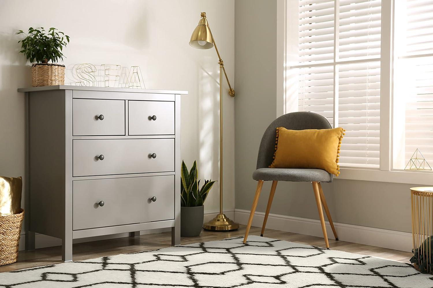 imageLeick Home 594465 Rixelle Soft Shag Geo Modern Rug IvoryCharcoal Living Room Bedroom Area Rug Rectangle 39 x 59710 x 10 Rectangular