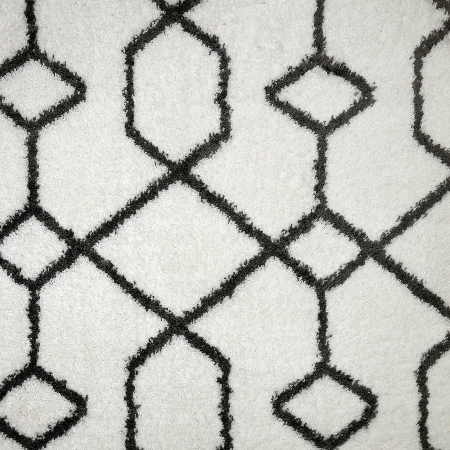 imageLeick Home 594465 Rixelle Soft Shag Geo Modern Rug IvoryCharcoal Living Room Bedroom Area Rug Rectangle 39 x 59710 x 10 Rectangular