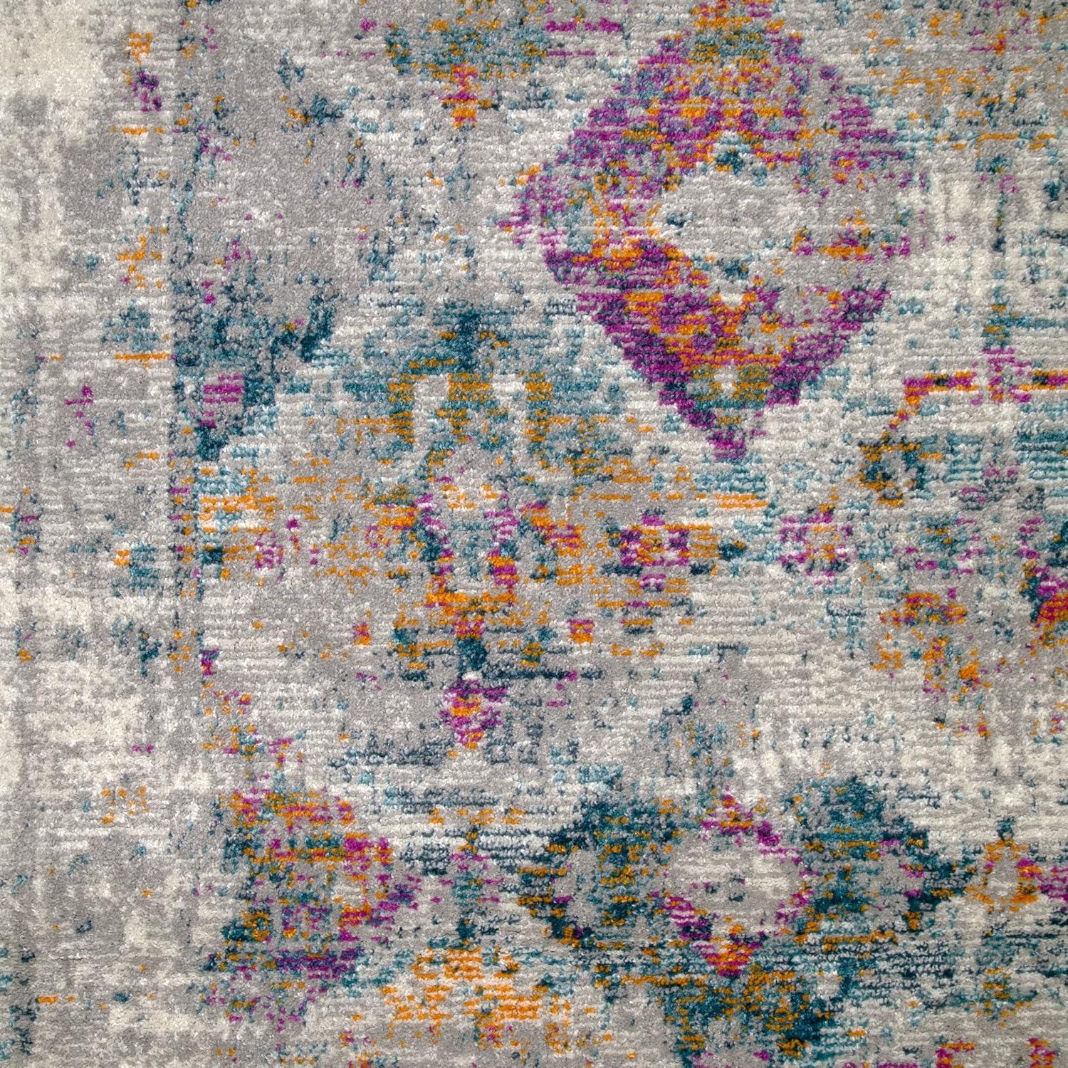 imageLeick Home 594606 Zielle Soft Shag Painterly Modern Rug Gray Living Room Bedroom Area Rug Rectangle 67 x 96