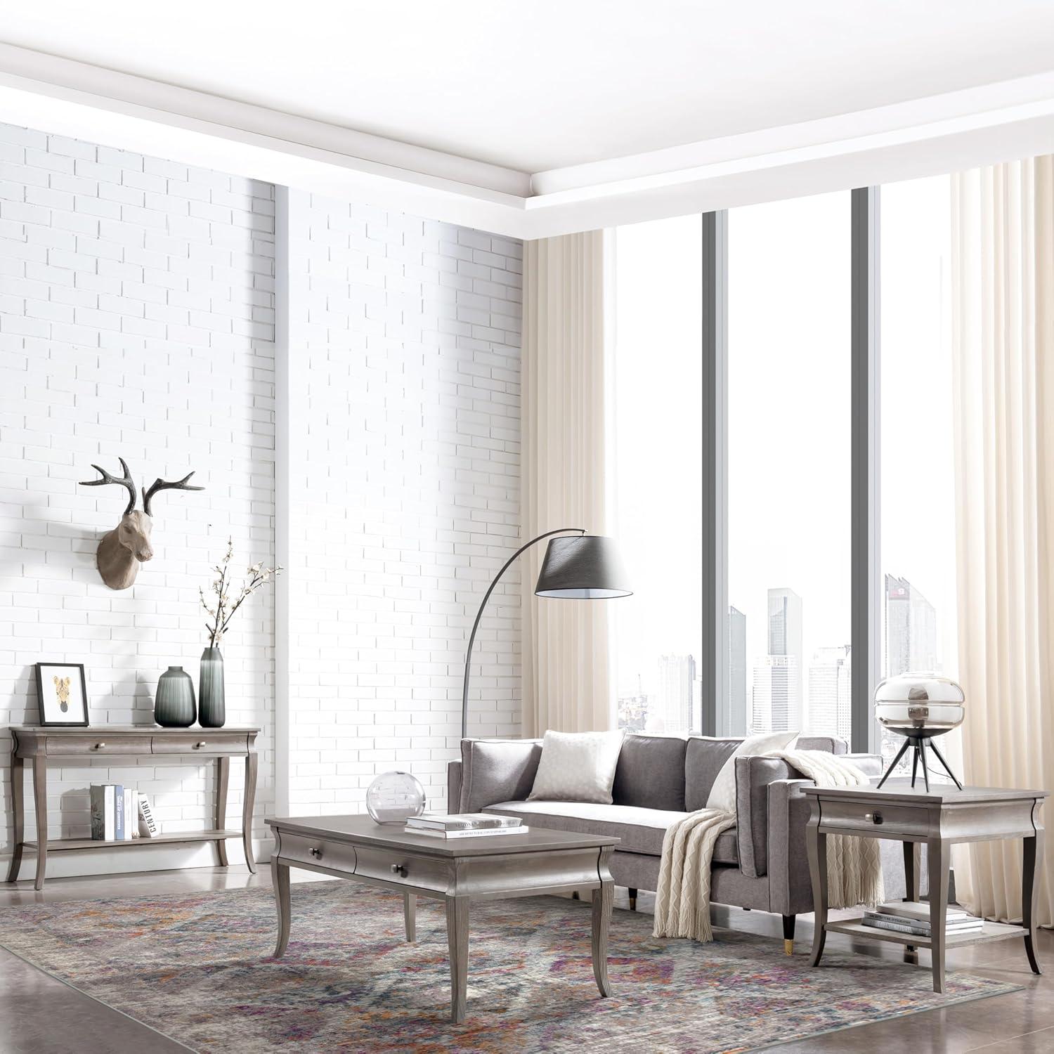 imageLeick Home 594606 Zielle Soft Shag Painterly Modern Rug Gray Living Room Bedroom Area Rug Rectangle 67 x 96