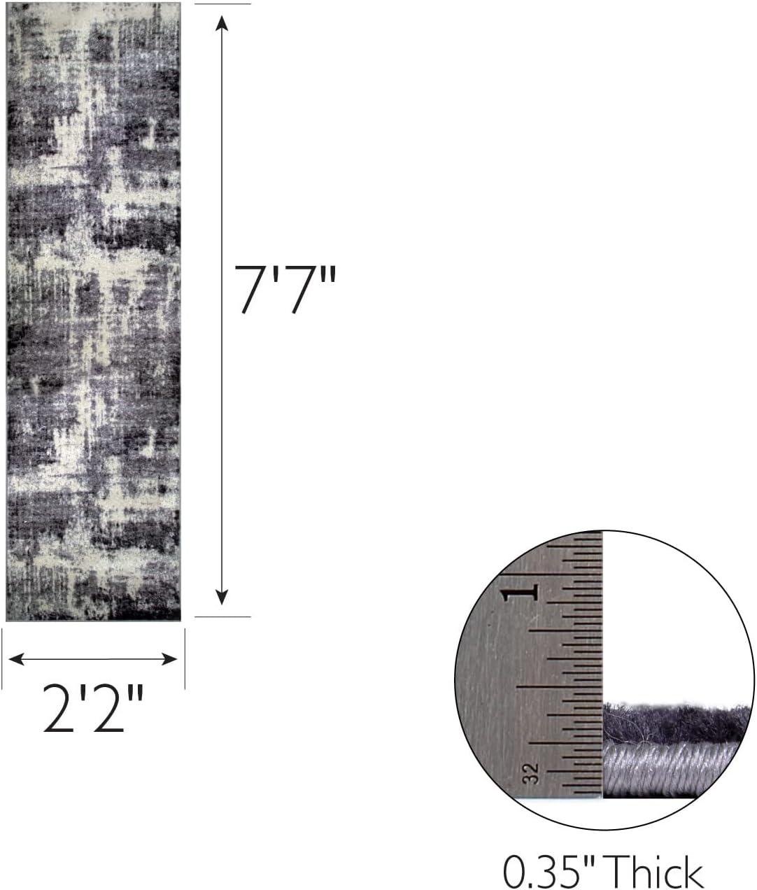 imageLeick Home 596353 Allerick Runner Vintage Monochromatic Abstract Gray Living Room Bedroom Dining Room Area Rug Runner 22 x 10BlackGray