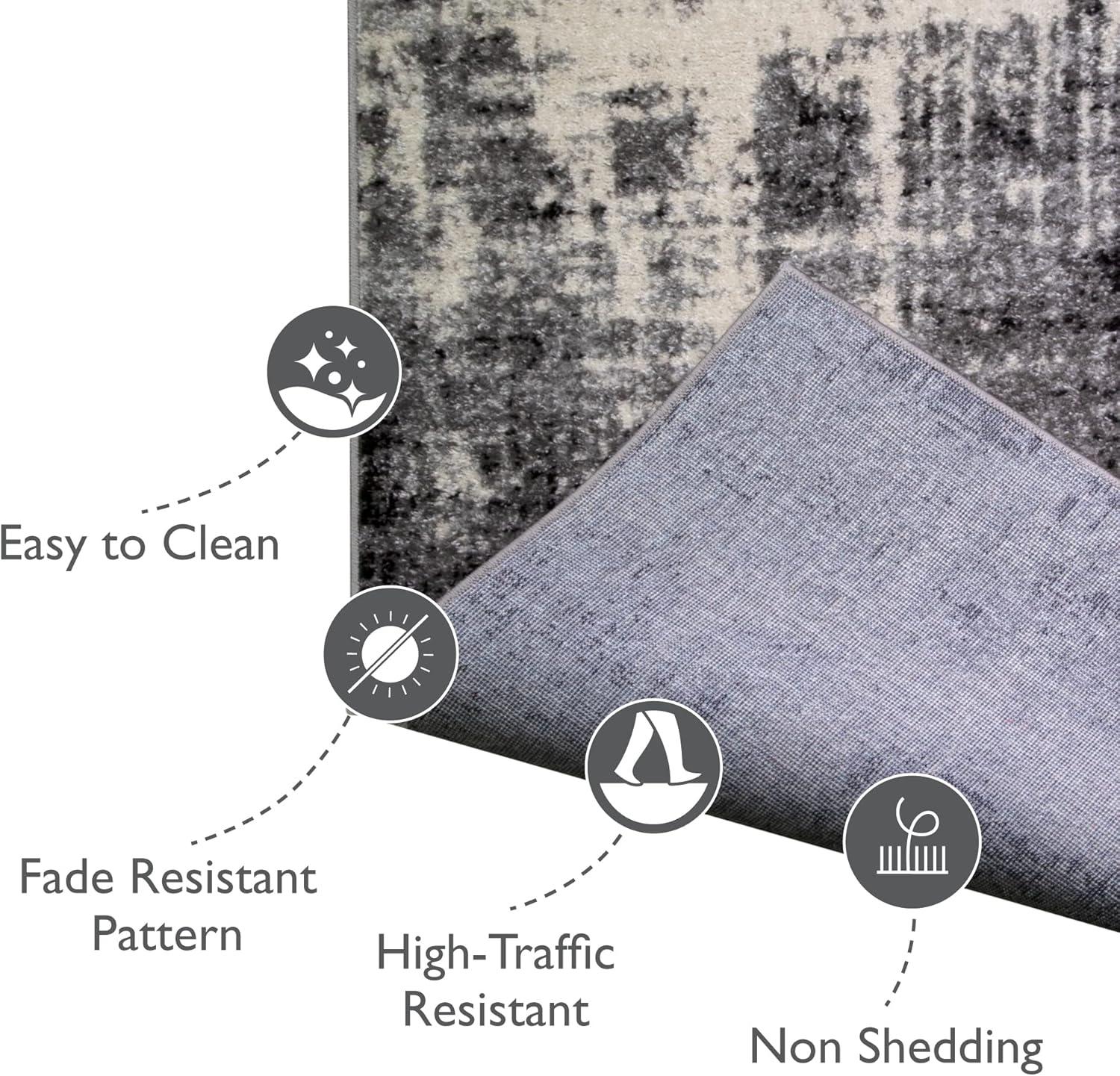 imageLeick Home 596353 Allerick Runner Vintage Monochromatic Abstract Gray Living Room Bedroom Dining Room Area Rug Runner 22 x 10BlackGray