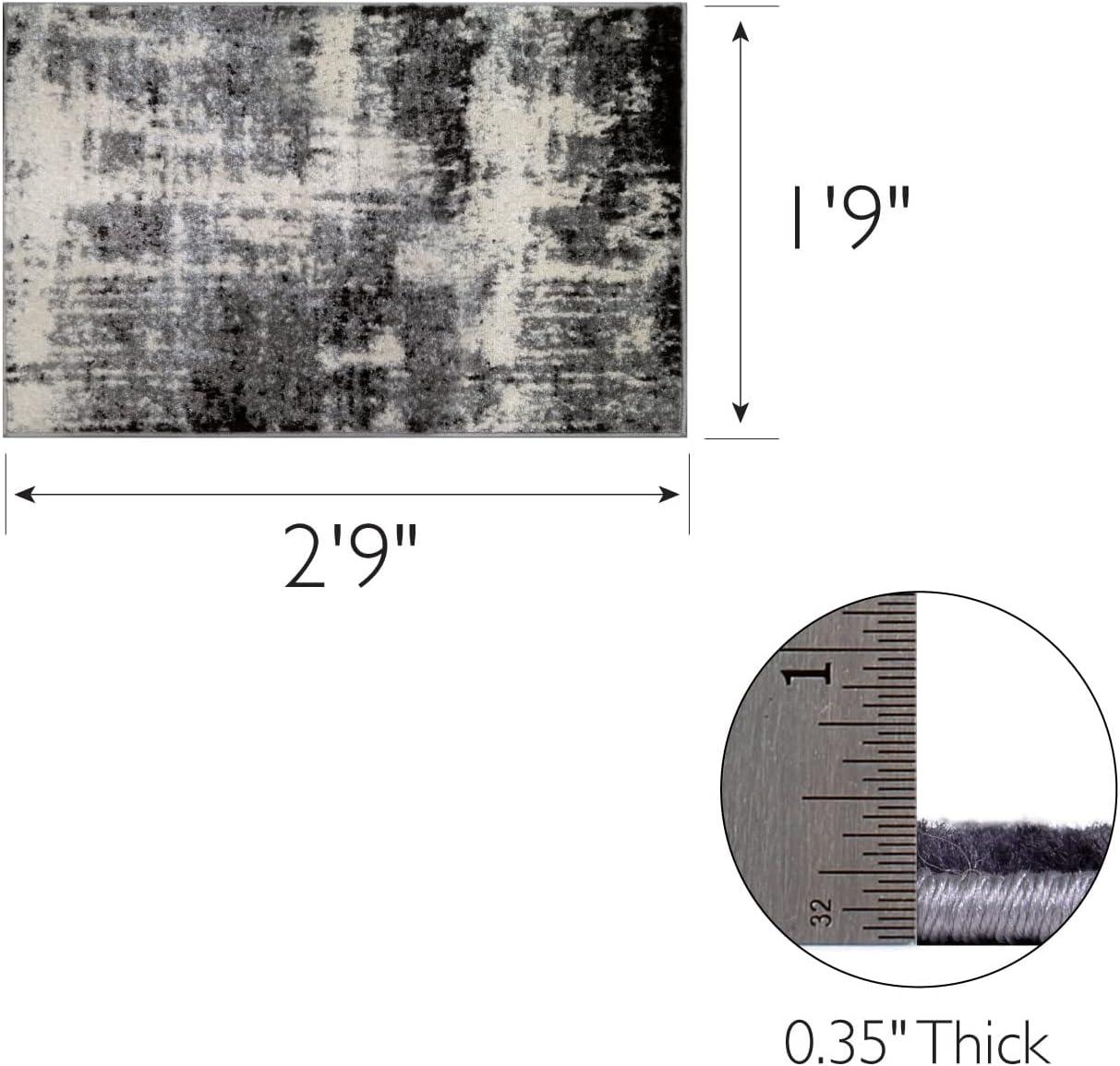 imageLeick Home 596353 Allerick Runner Vintage Monochromatic Abstract Gray Living Room Bedroom Dining Room Area Rug Runner 22 x 10BlackGray