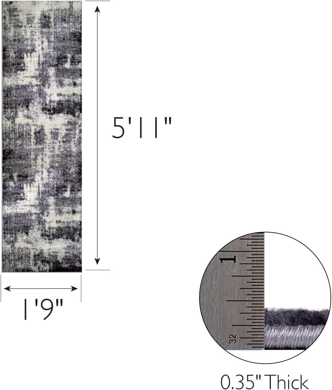 imageLeick Home 596353 Allerick Runner Vintage Monochromatic Abstract Gray Living Room Bedroom Dining Room Area Rug Runner 22 x 10BlackGray