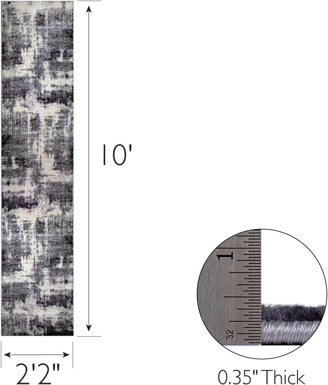 imageLeick Home 596353 Allerick Runner Vintage Monochromatic Abstract Gray Living Room Bedroom Dining Room Area Rug Runner 22 x 10BlackGray