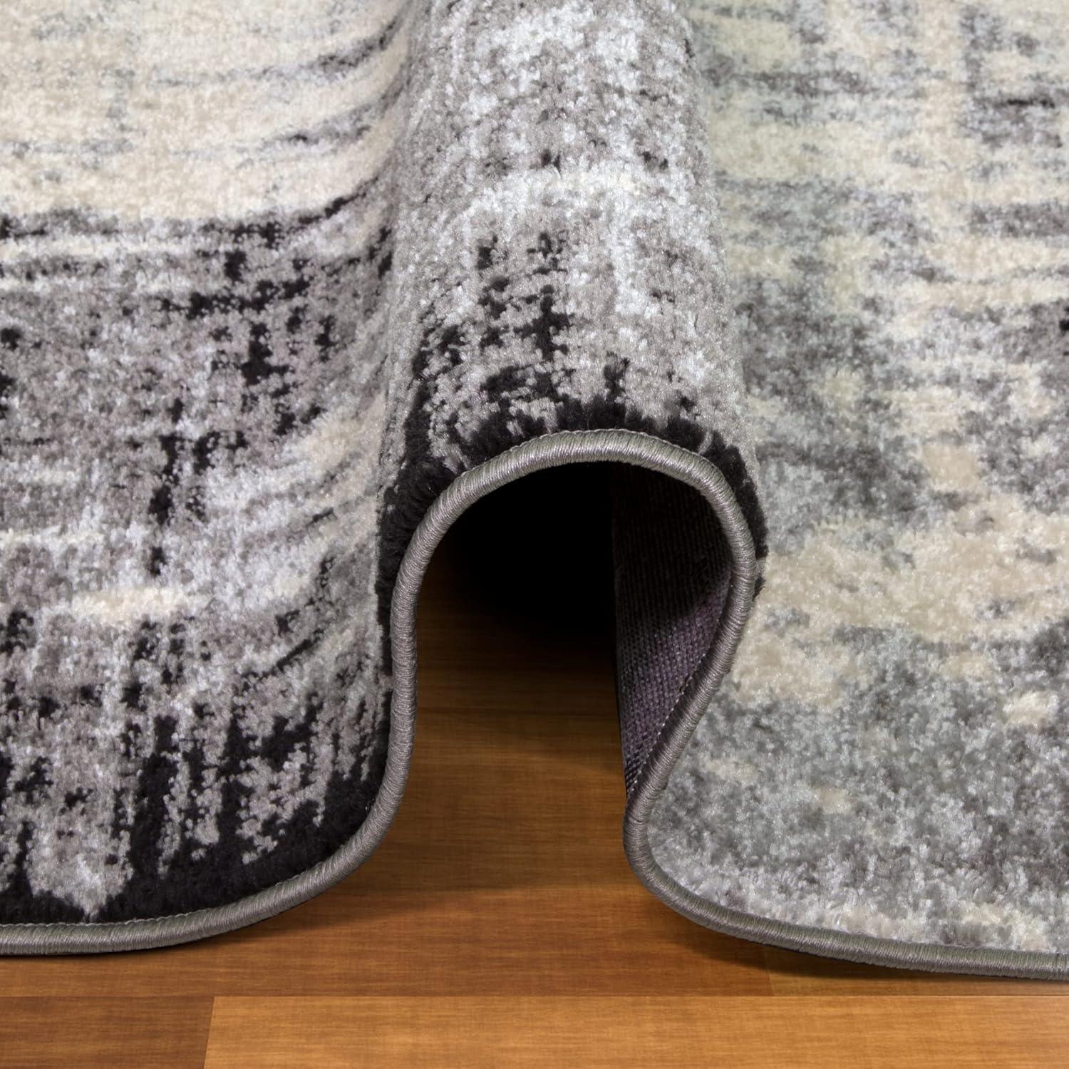 imageLeick Home 596353 Allerick Runner Vintage Monochromatic Abstract Gray Living Room Bedroom Dining Room Area Rug Runner 22 x 10BlackGray