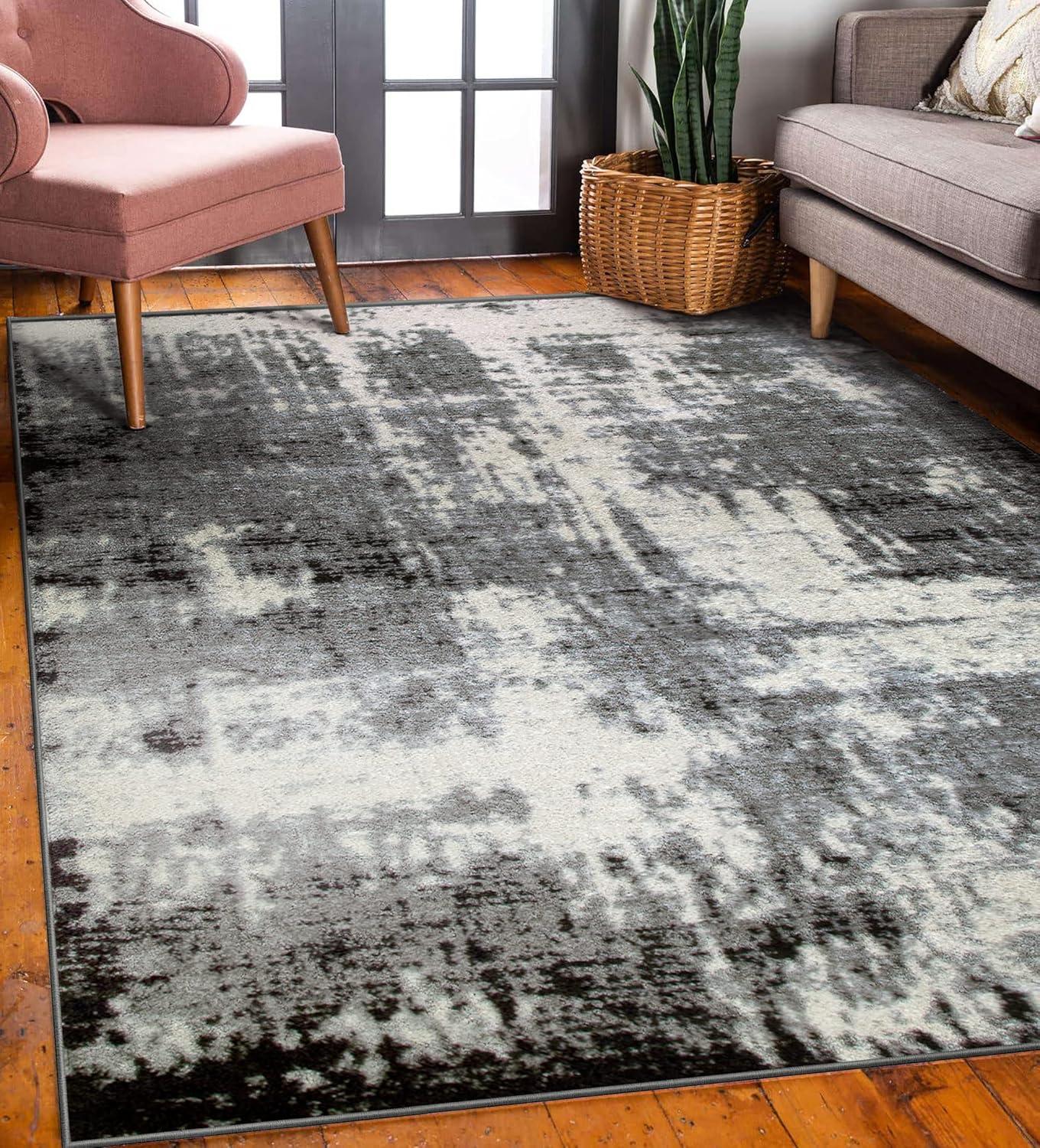 imageLeick Home 596353 Allerick Runner Vintage Monochromatic Abstract Gray Living Room Bedroom Dining Room Area Rug Runner 22 x 10BlackGray