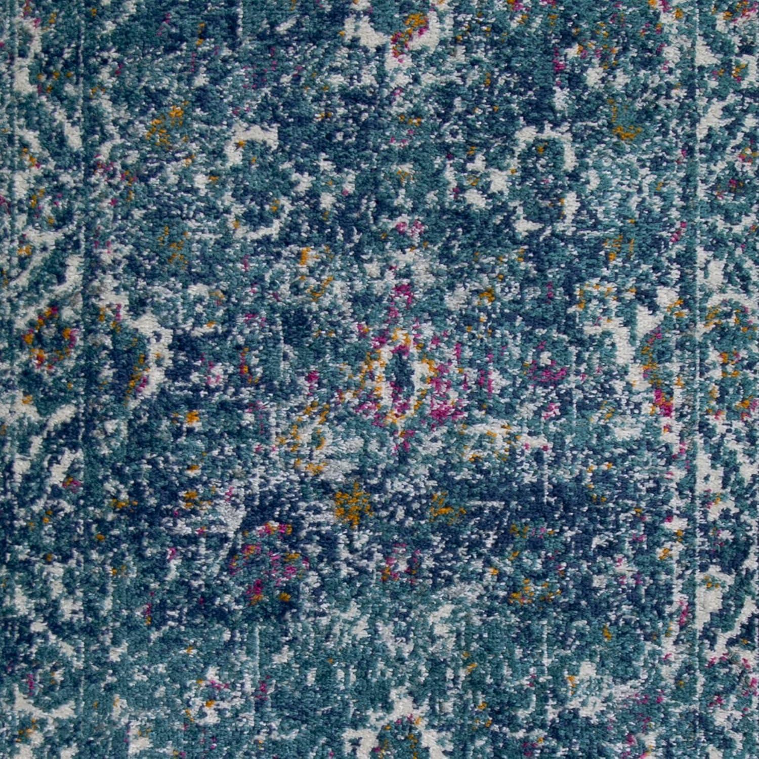 imageLeick Home 596353 Allerick Runner Vintage Monochromatic Abstract Gray Living Room Bedroom Dining Room Area Rug Runner 22 x 10Blue