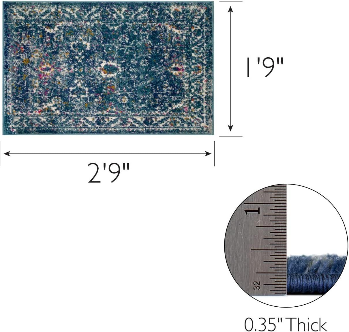 imageLeick Home 596353 Allerick Runner Vintage Monochromatic Abstract Gray Living Room Bedroom Dining Room Area Rug Runner 22 x 10Blue