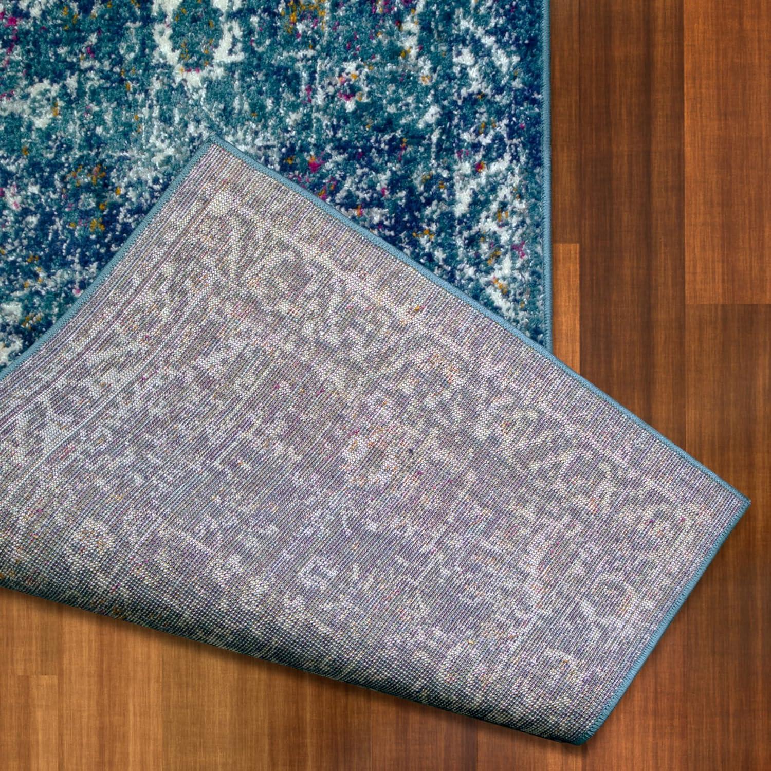 imageLeick Home 596353 Allerick Runner Vintage Monochromatic Abstract Gray Living Room Bedroom Dining Room Area Rug Runner 22 x 10Blue