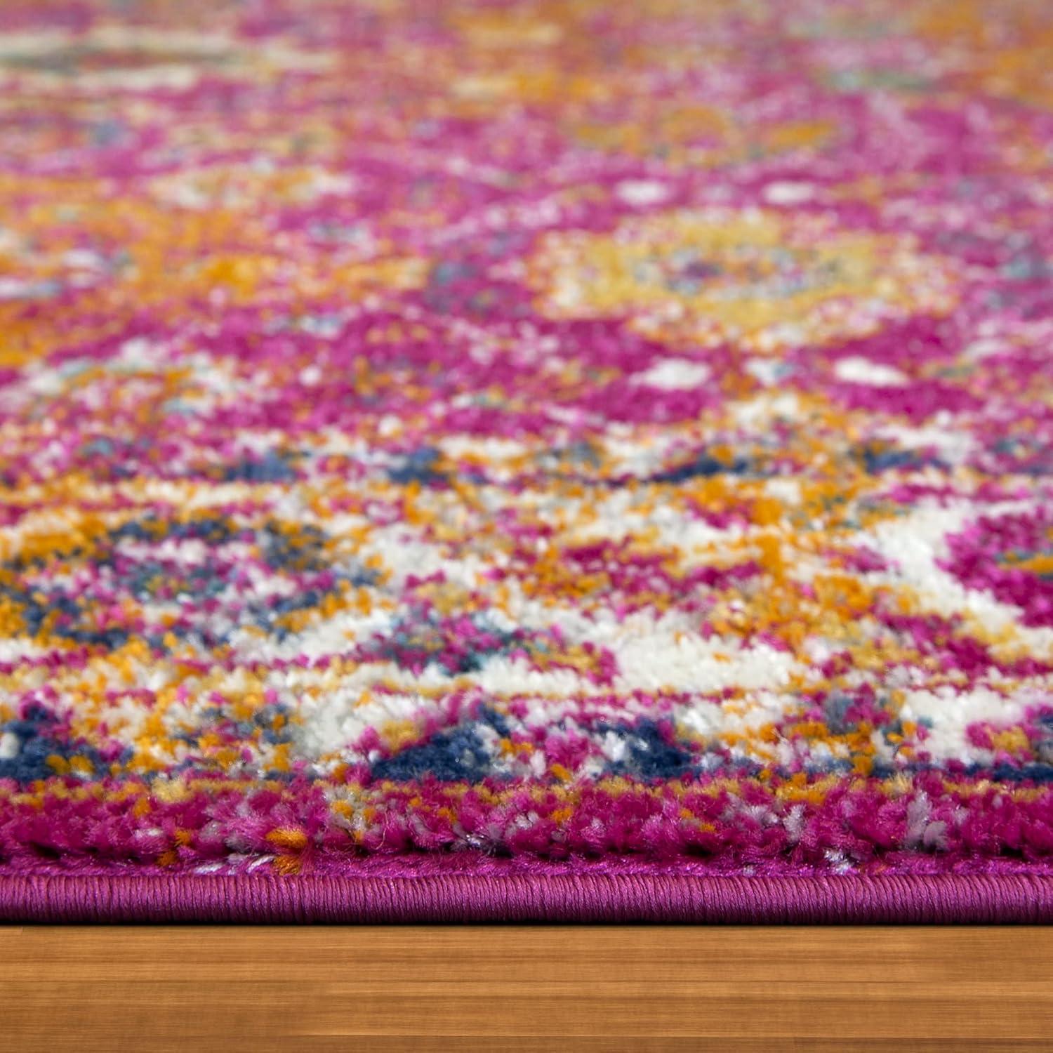 imageLeick Home 596353 Allerick Runner Vintage Monochromatic Abstract Gray Living Room Bedroom Dining Room Area Rug Runner 22 x 10Fuchsia