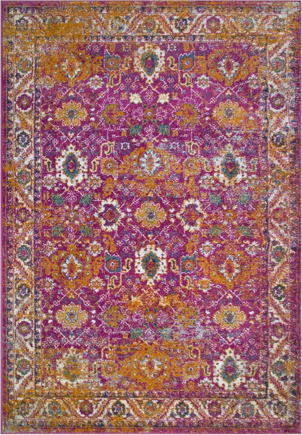imageLeick Home 596353 Allerick Runner Vintage Monochromatic Abstract Gray Living Room Bedroom Dining Room Area Rug Runner 22 x 10Fuchsia
