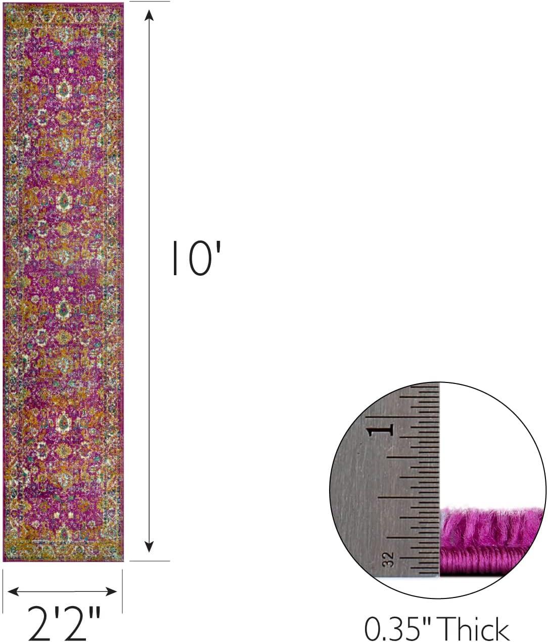 imageLeick Home 596353 Allerick Runner Vintage Monochromatic Abstract Gray Living Room Bedroom Dining Room Area Rug Runner 22 x 10Fuchsia