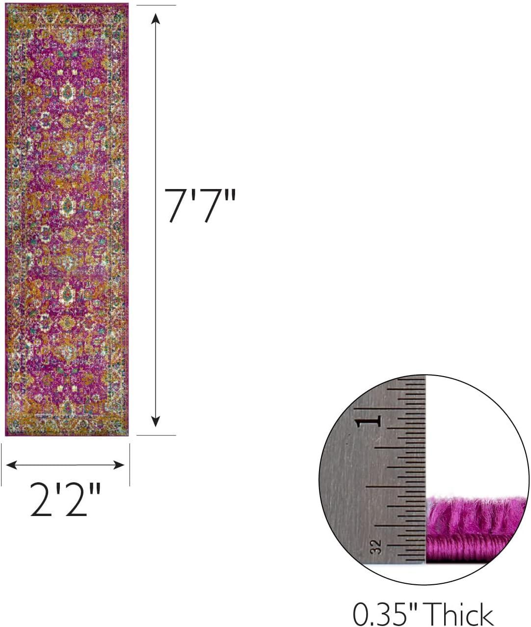 imageLeick Home 596353 Allerick Runner Vintage Monochromatic Abstract Gray Living Room Bedroom Dining Room Area Rug Runner 22 x 10Fuchsia