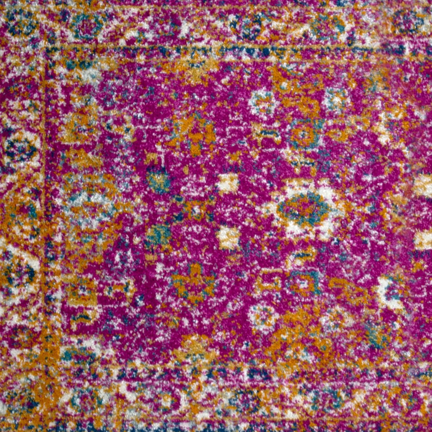 imageLeick Home 596353 Allerick Runner Vintage Monochromatic Abstract Gray Living Room Bedroom Dining Room Area Rug Runner 22 x 10Fuchsia