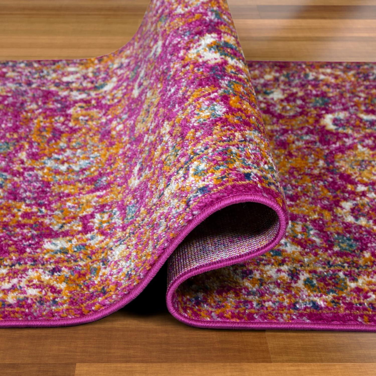 imageLeick Home 596353 Allerick Runner Vintage Monochromatic Abstract Gray Living Room Bedroom Dining Room Area Rug Runner 22 x 10Fuchsia