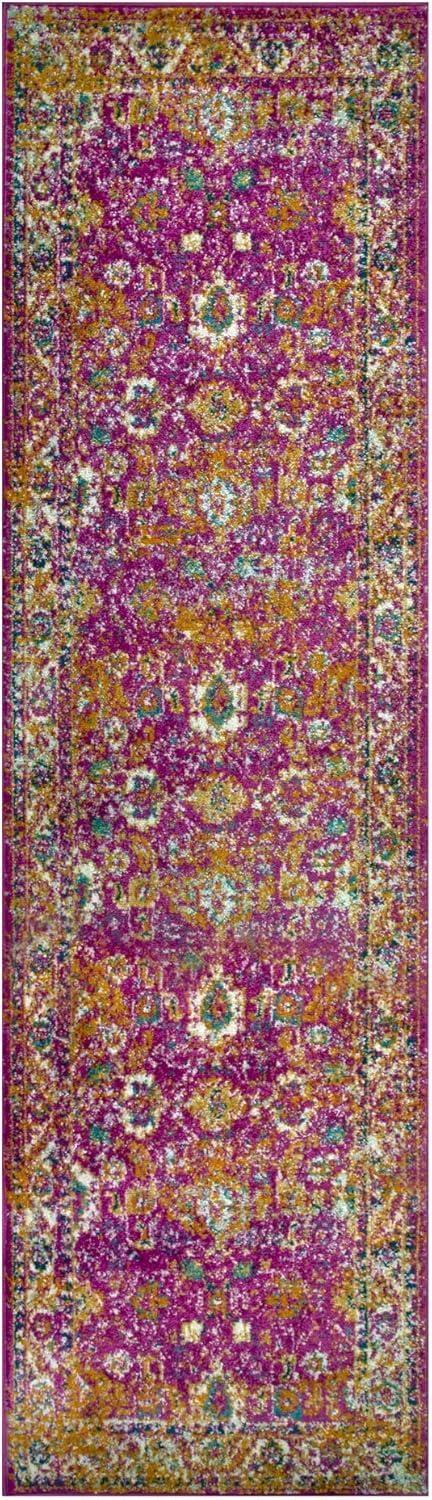 imageLeick Home 596353 Allerick Runner Vintage Monochromatic Abstract Gray Living Room Bedroom Dining Room Area Rug Runner 22 x 10Fuchsia