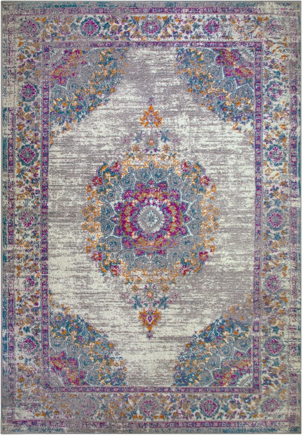 imageLeick Home 596353 Allerick Runner Vintage Monochromatic Abstract Gray Living Room Bedroom Dining Room Area Rug Runner 22 x 10FuchsiaTan