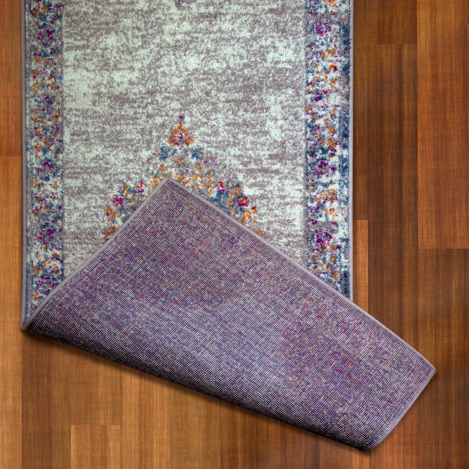 imageLeick Home 596353 Allerick Runner Vintage Monochromatic Abstract Gray Living Room Bedroom Dining Room Area Rug Runner 22 x 10FuchsiaTan
