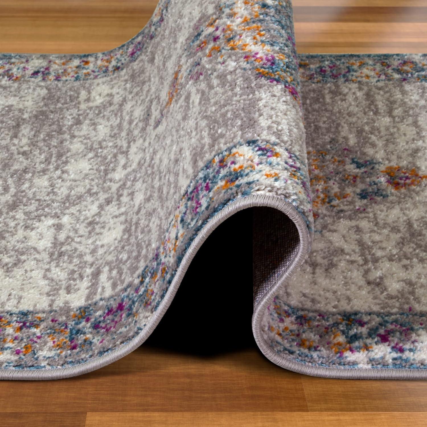 imageLeick Home 596353 Allerick Runner Vintage Monochromatic Abstract Gray Living Room Bedroom Dining Room Area Rug Runner 22 x 10FuchsiaTan