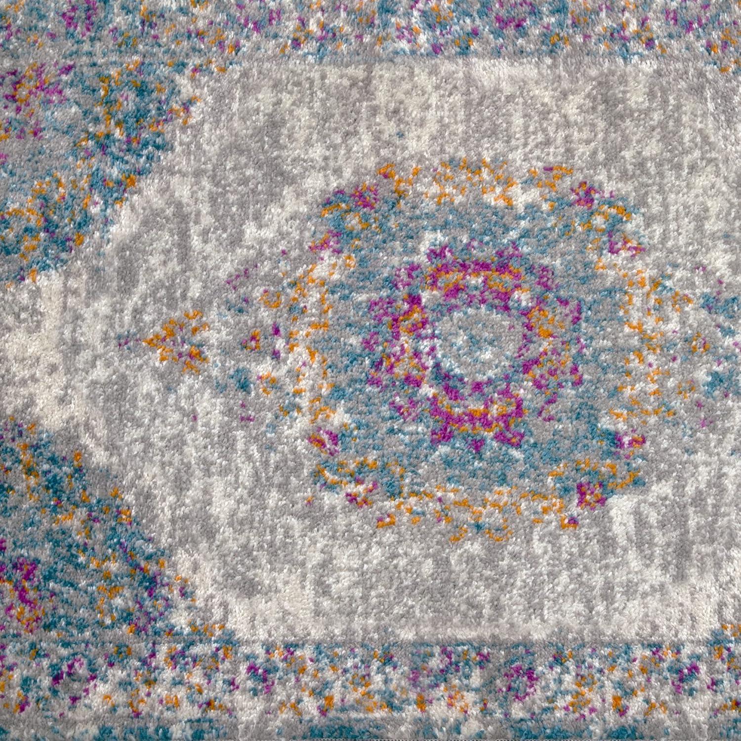 imageLeick Home 596353 Allerick Runner Vintage Monochromatic Abstract Gray Living Room Bedroom Dining Room Area Rug Runner 22 x 10FuchsiaTan