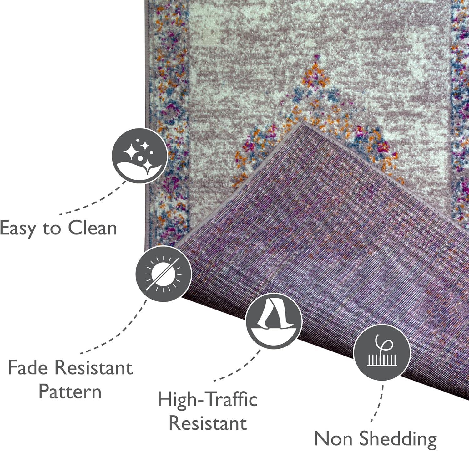 imageLeick Home 596353 Allerick Runner Vintage Monochromatic Abstract Gray Living Room Bedroom Dining Room Area Rug Runner 22 x 10FuchsiaTan
