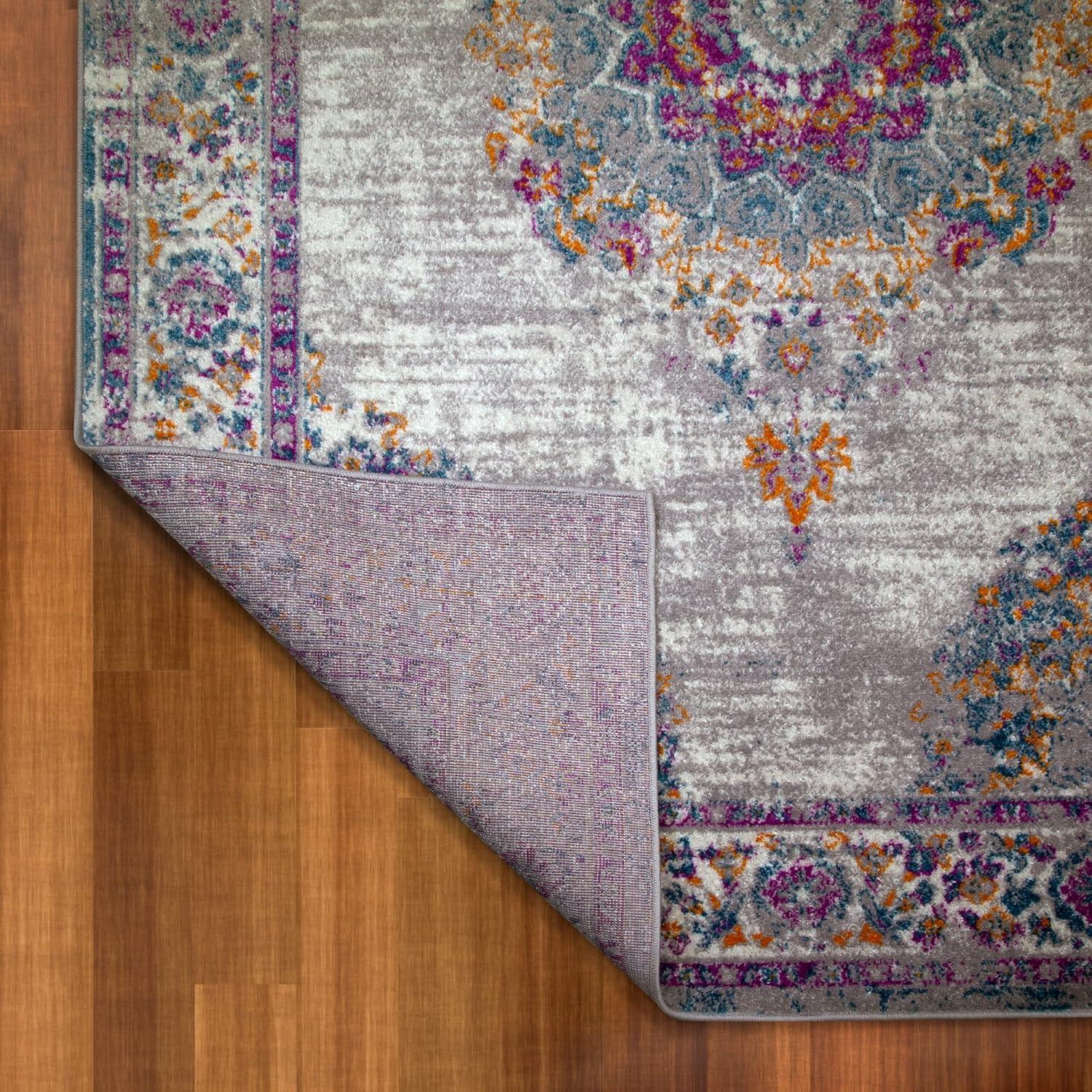 imageLeick Home 596353 Allerick Runner Vintage Monochromatic Abstract Gray Living Room Bedroom Dining Room Area Rug Runner 22 x 10FuchsiaTan
