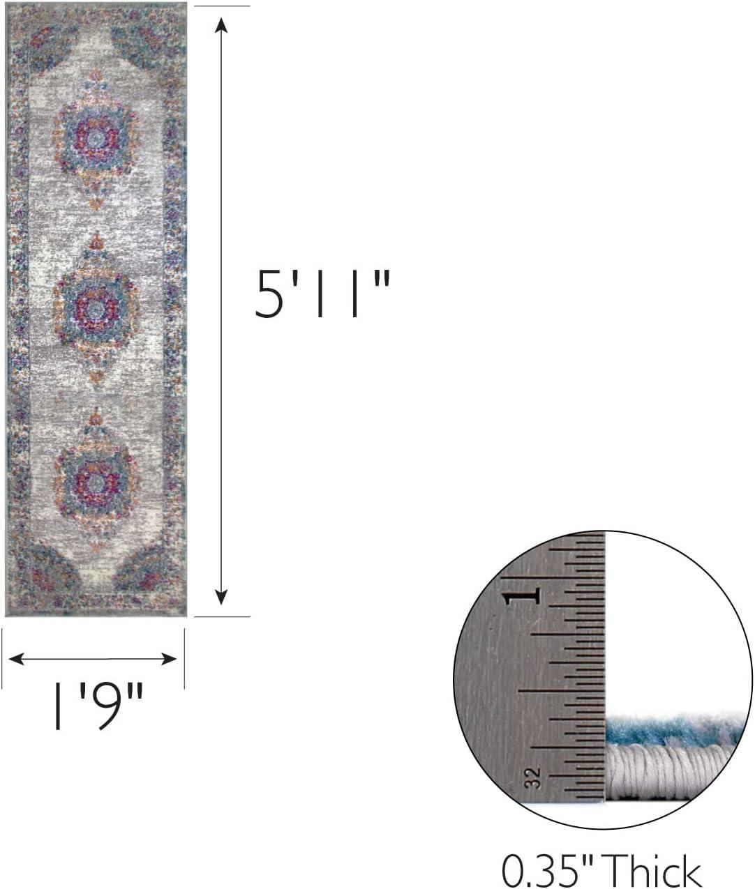 imageLeick Home 596353 Allerick Runner Vintage Monochromatic Abstract Gray Living Room Bedroom Dining Room Area Rug Runner 22 x 10FuchsiaTan