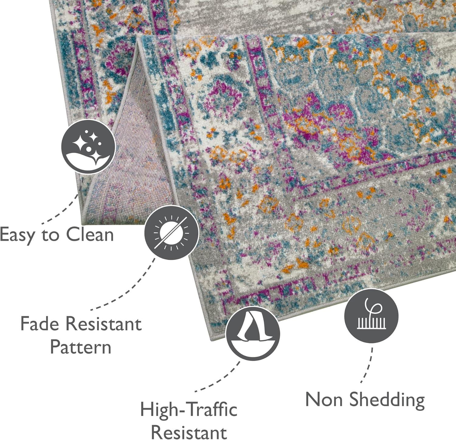 imageLeick Home 596353 Allerick Runner Vintage Monochromatic Abstract Gray Living Room Bedroom Dining Room Area Rug Runner 22 x 10FuchsiaTan