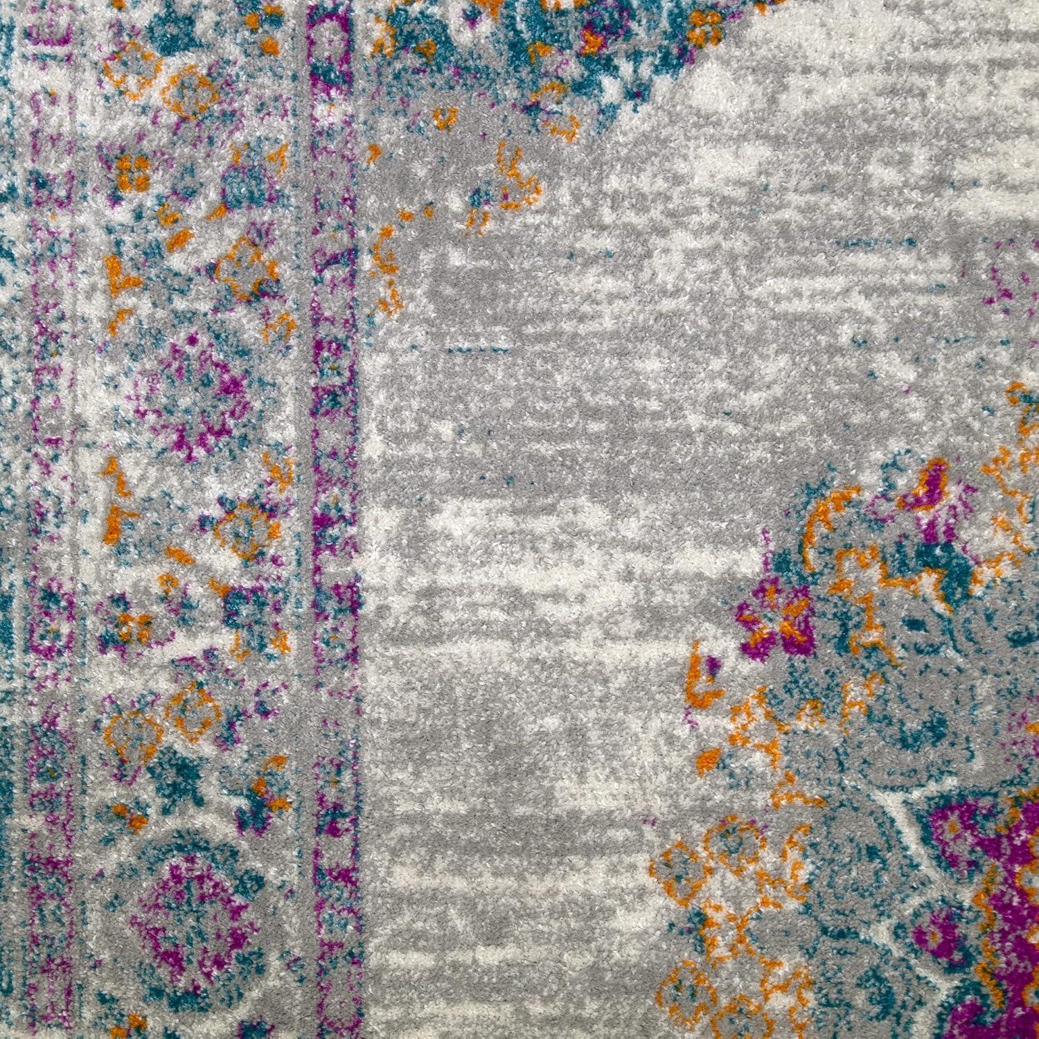 imageLeick Home 596353 Allerick Runner Vintage Monochromatic Abstract Gray Living Room Bedroom Dining Room Area Rug Runner 22 x 10FuchsiaTan