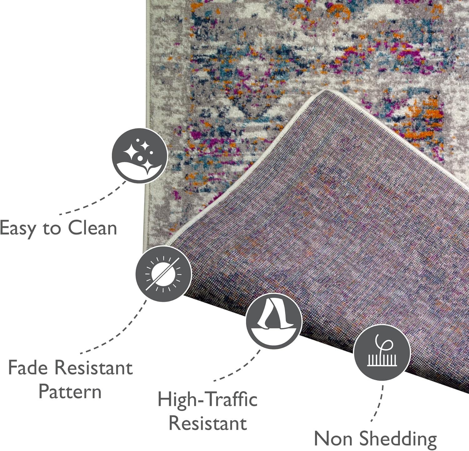 imageLeick Home 596353 Allerick Runner Vintage Monochromatic Abstract Gray Living Room Bedroom Dining Room Area Rug Runner 22 x 10GrayPink