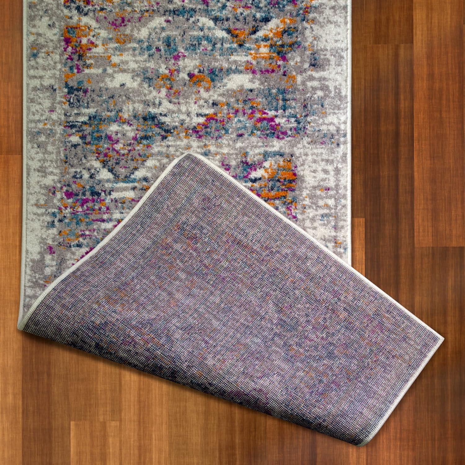 imageLeick Home 596353 Allerick Runner Vintage Monochromatic Abstract Gray Living Room Bedroom Dining Room Area Rug Runner 22 x 10GrayPink