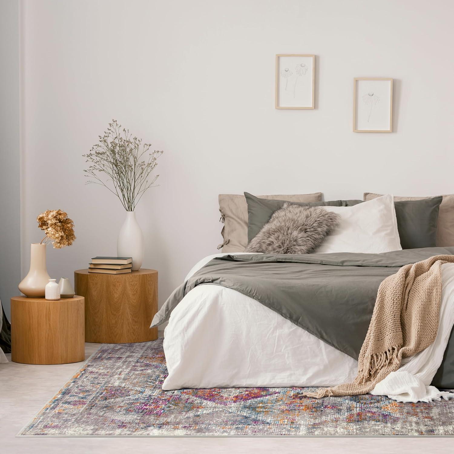 imageLeick Home 596353 Allerick Runner Vintage Monochromatic Abstract Gray Living Room Bedroom Dining Room Area Rug Runner 22 x 10GrayPink