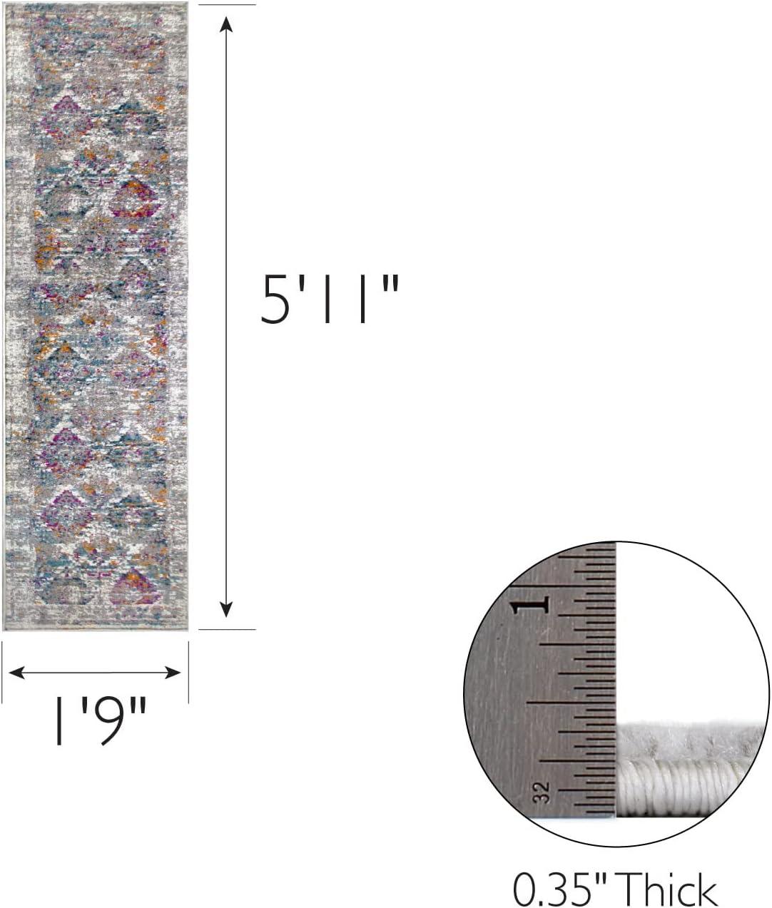 imageLeick Home 596353 Allerick Runner Vintage Monochromatic Abstract Gray Living Room Bedroom Dining Room Area Rug Runner 22 x 10GrayPink