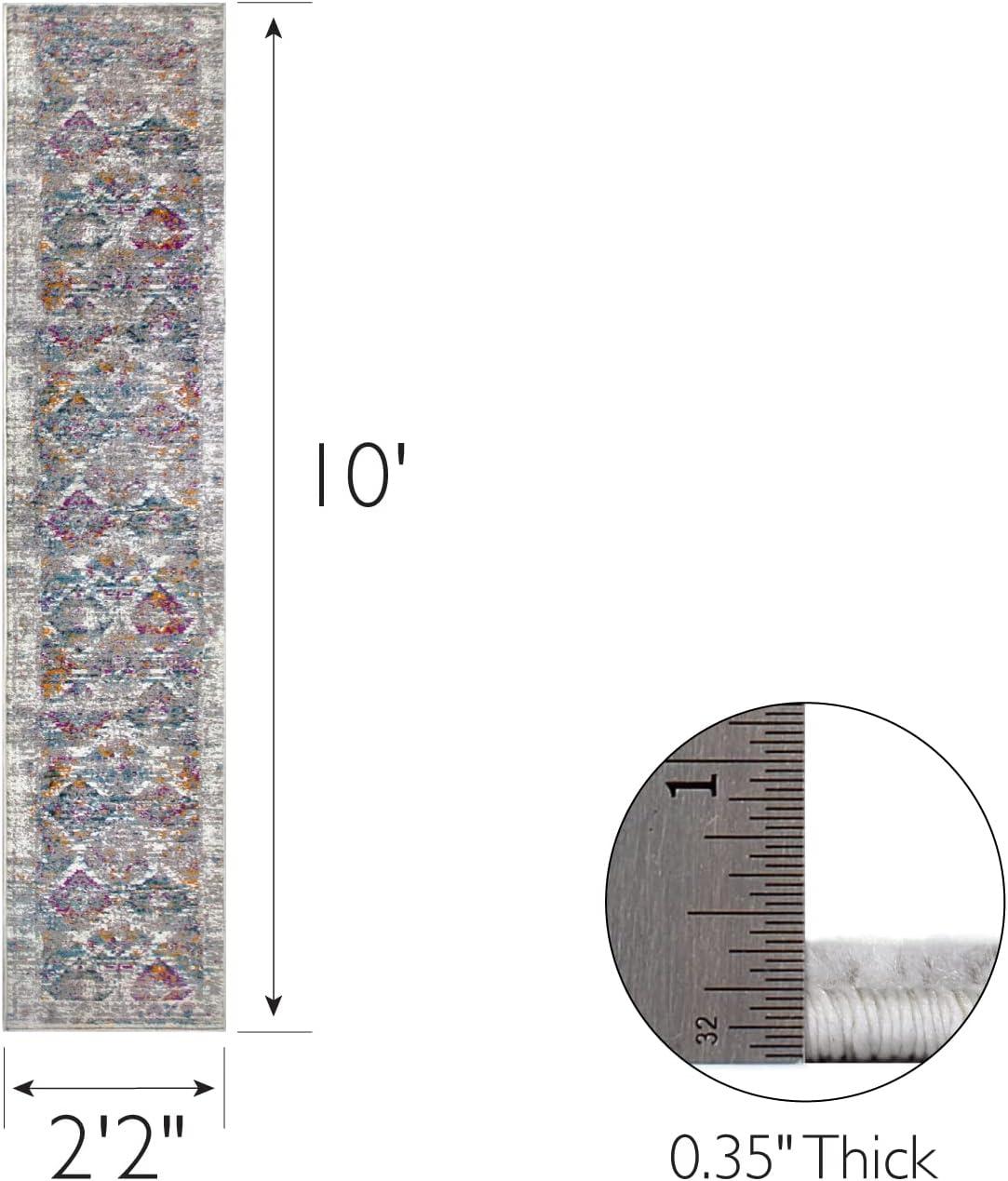 imageLeick Home 596353 Allerick Runner Vintage Monochromatic Abstract Gray Living Room Bedroom Dining Room Area Rug Runner 22 x 10GrayPink