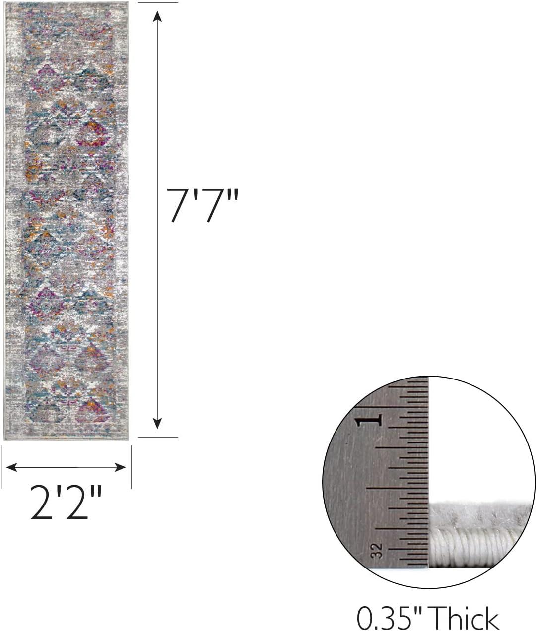 imageLeick Home 596353 Allerick Runner Vintage Monochromatic Abstract Gray Living Room Bedroom Dining Room Area Rug Runner 22 x 10GrayPink